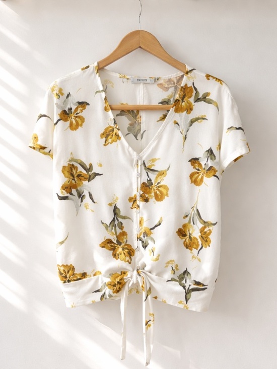 Ricki's Tops - Ricki's White and Yellow Floral Blouse